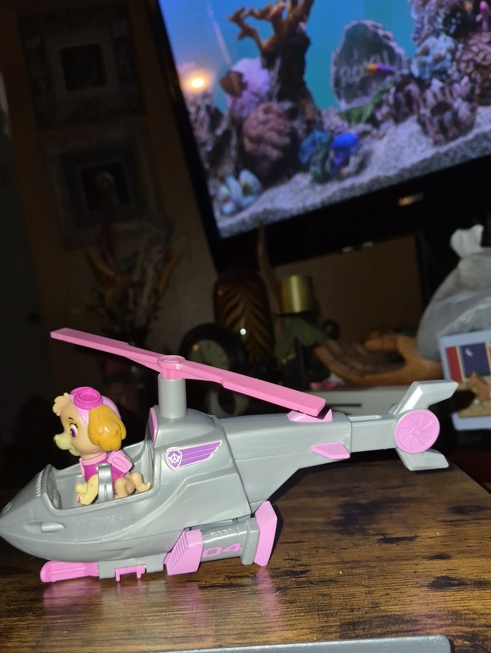 the PAW Patrol: The Movie Skye Transforming Helicopter featuring a gray and pink